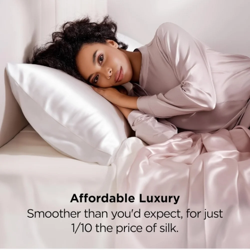 Luxurious White Satin Pillowcase Set Of 2